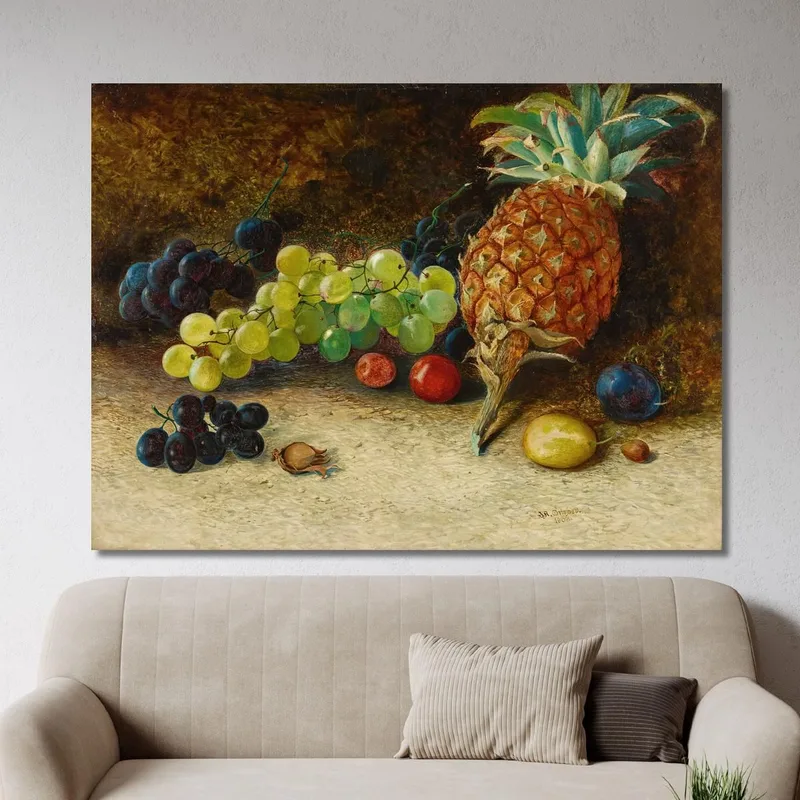 Stillleben Mit Ananas Trauben Nüssen Und Pflaumen John Atkinson Grimshaw