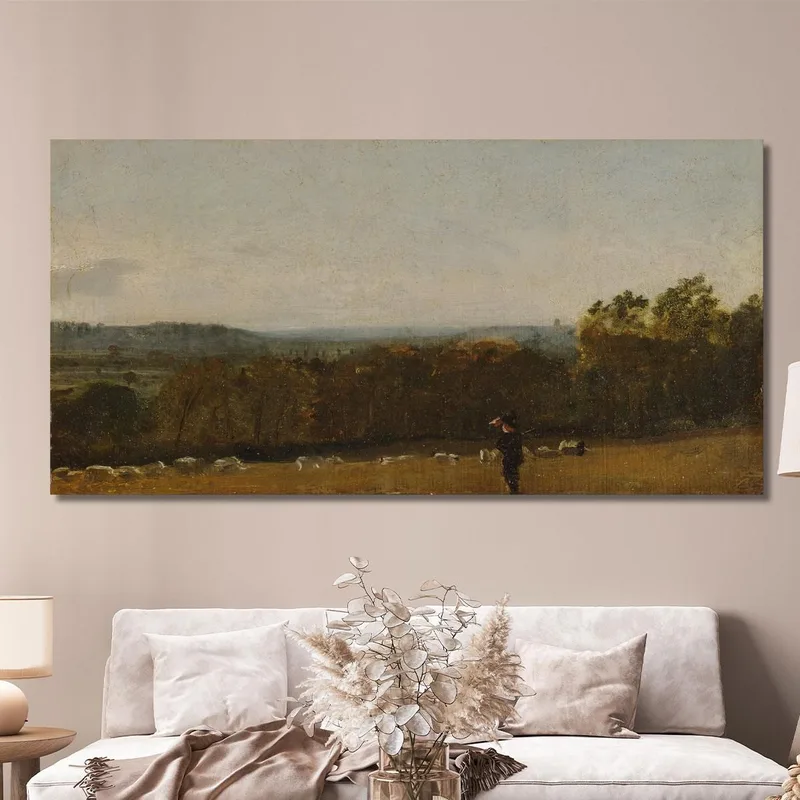 Un Pastore In Un Paesaggio Che Guarda Attraverso Dedham Vale Verso Langham John Constable