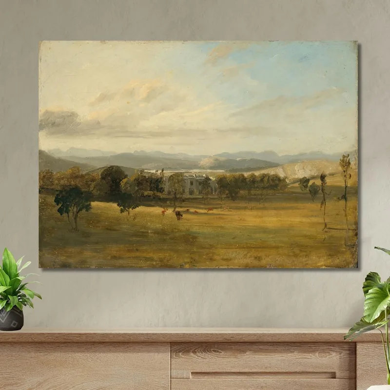 Esquisse De Leighton Hall Lancashire Avec Les Collines Du Lake District Au Loin John Constable