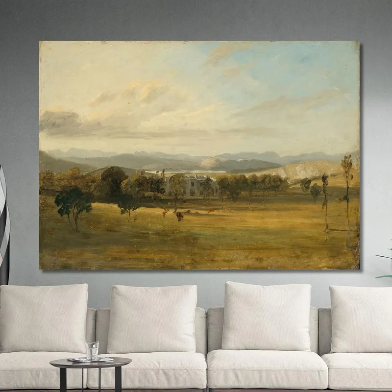Esquisse De Leighton Hall Lancashire Avec Les Collines Du Lake District Au Loin John Constable