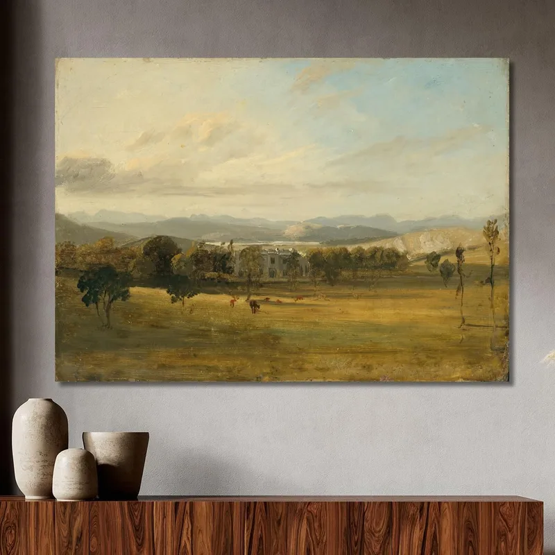 Esquisse De Leighton Hall Lancashire Avec Les Collines Du Lake District Au Loin John Constable