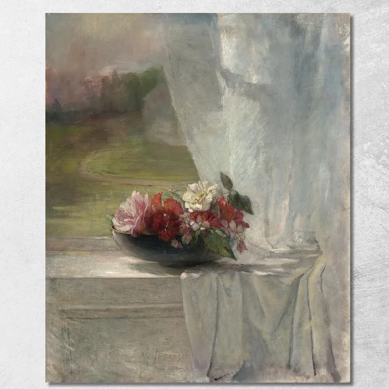 Blumen Auf Einer Fensterbank John La Farge drucken auf leinwand