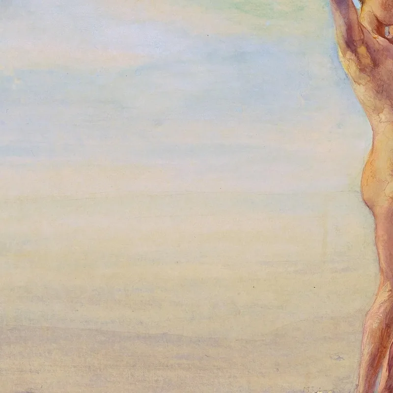 Mädchen Im Bug Des Kanus Breitet Ihren Lendenschurz Für Ein Segel Samoa Aus John La Farge