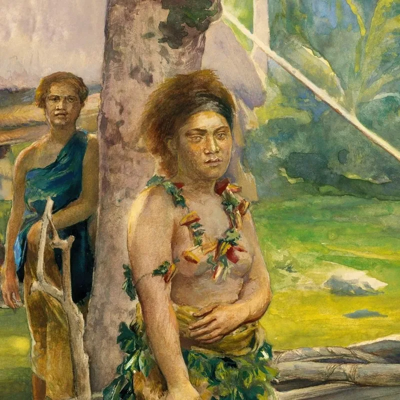 Portrait Of Faase The Taupo Or Official Virgin Of Fagaloa Bay And Her Duenna Samoa John La Farge