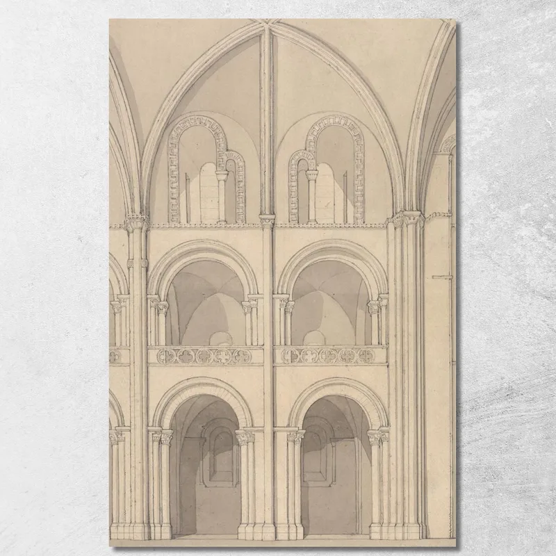 Elevazione Prospettica Di Parte Della Chiesa Abbaziale Di San Stefano A Caen, Normandia John Sell Cotman quadro stampa su tela