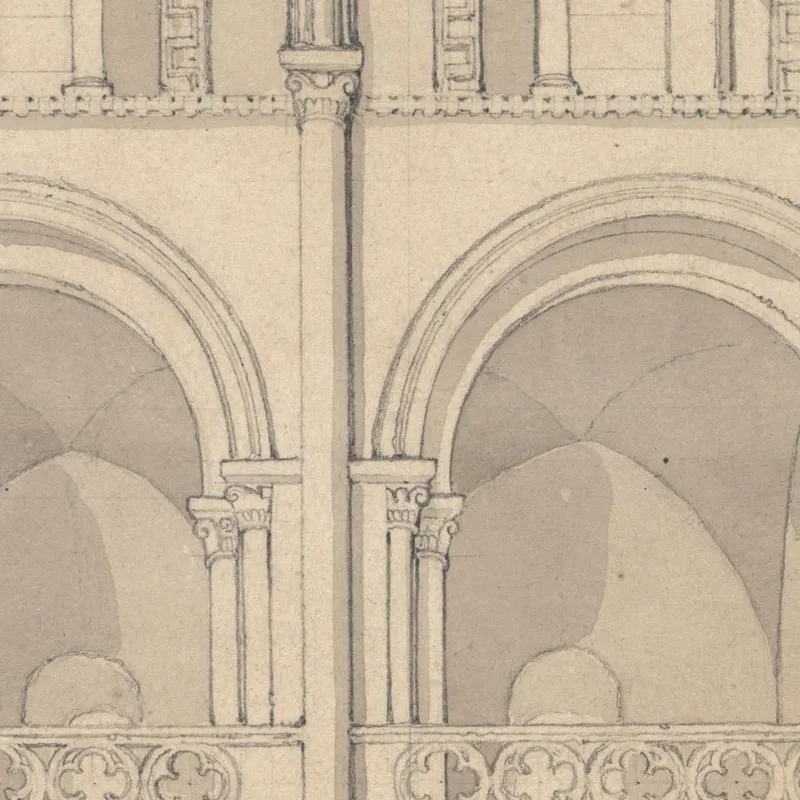 Perspektivische Ansicht Eines Teils Der Abteikirche Von Saint Stephen In Caen Normandie John Sell Cotman