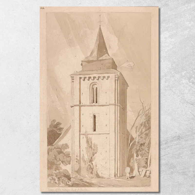 Torre Della Chiesa Del Villaggio Di Saint Maclou, Normandia John Sell Cotman quadro stampa su tela