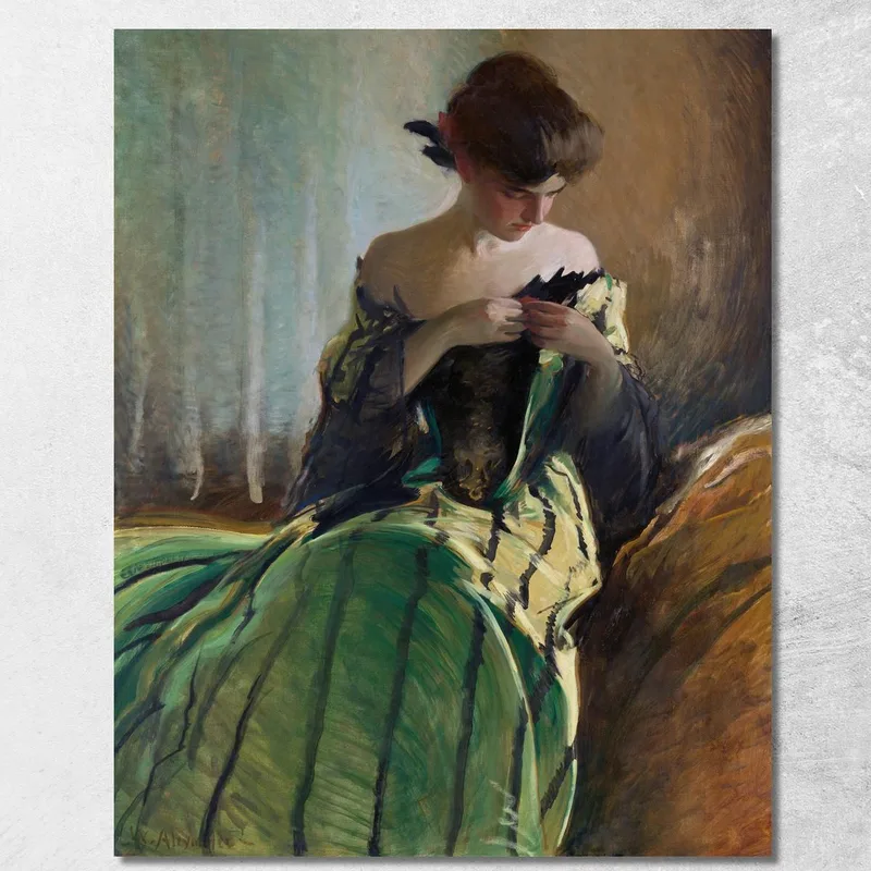 Studio In Nero E Verde John White Alexander quadro stampa su tela