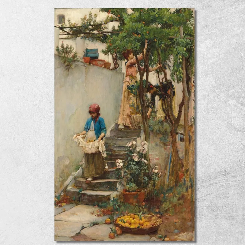 Ein Orangengarten John William Waterhouse drucken auf leinwand