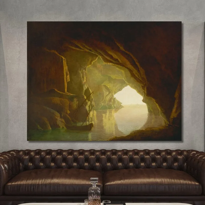A Grotto In The Gulf Of Salerno Sunset Joseph Wright of Derby