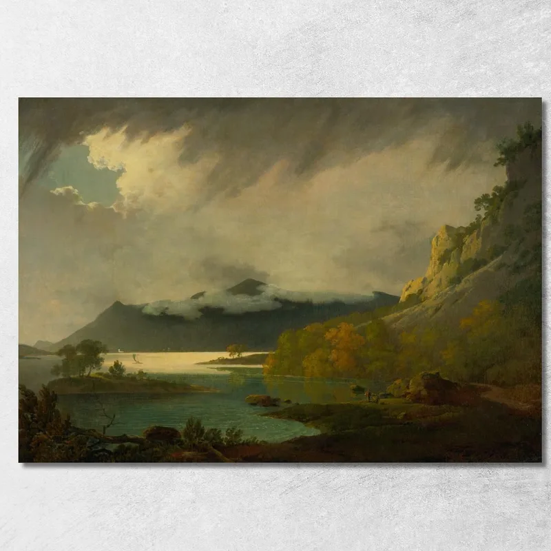 Derwent Water Con Skiddaw In Lontananza Joseph Wright of Derby quadro stampa su tela
