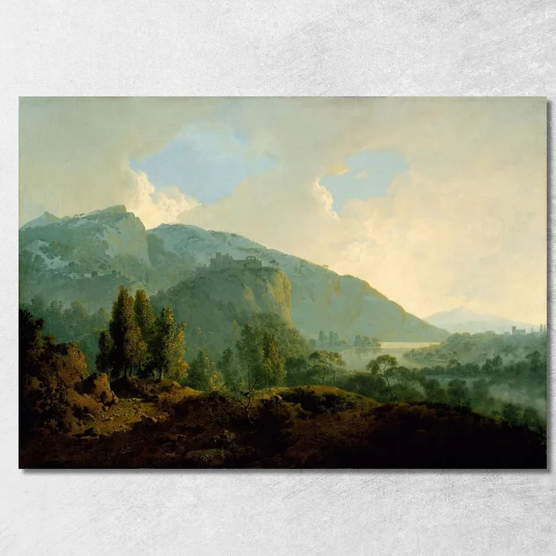 Paesaggio Italiano Con Montagne E Un Fiume Joseph Wright of Derby quadro stampa su tela