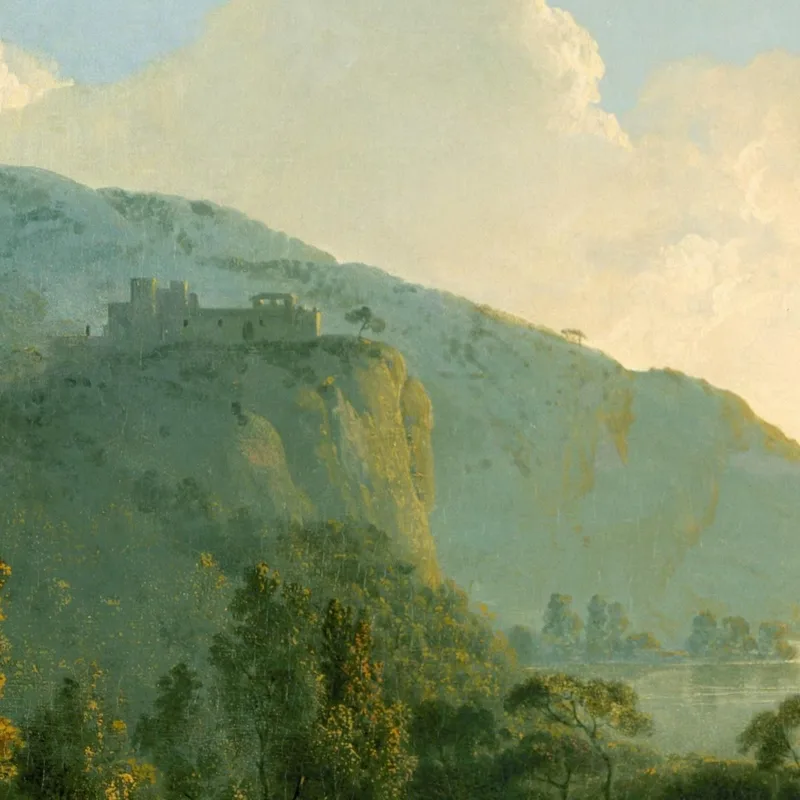 Italienische Landschaft Mit Bergen Und Einem Fluss Joseph Wright of Derby