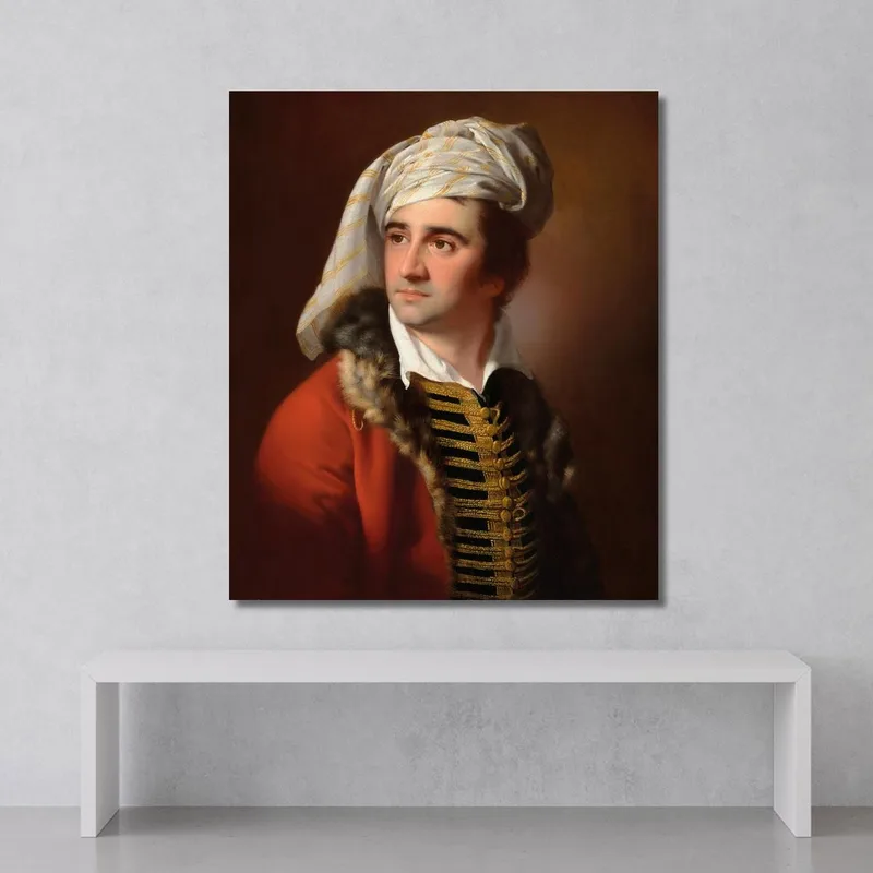 Portrait Of A Gentleman In A Red Fur-Trimmed Coat Joseph Wright of Derby
