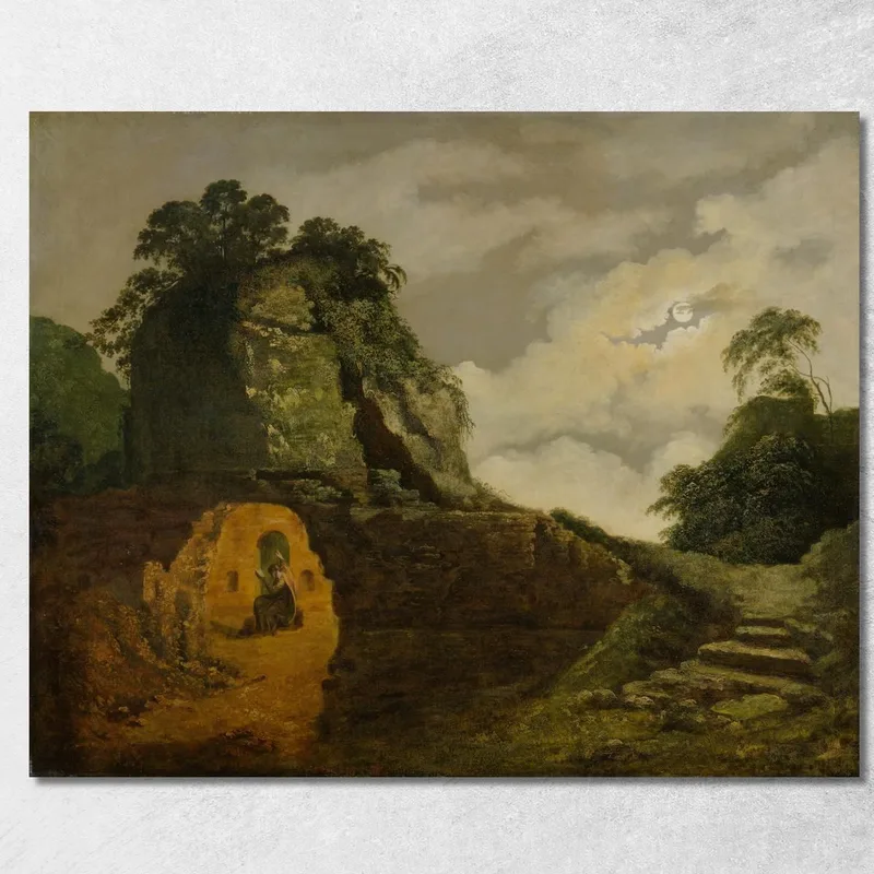 Virgils Grab Im Mondlicht Mit Silius Italicus Joseph Wright of Derby drucken auf leinwand