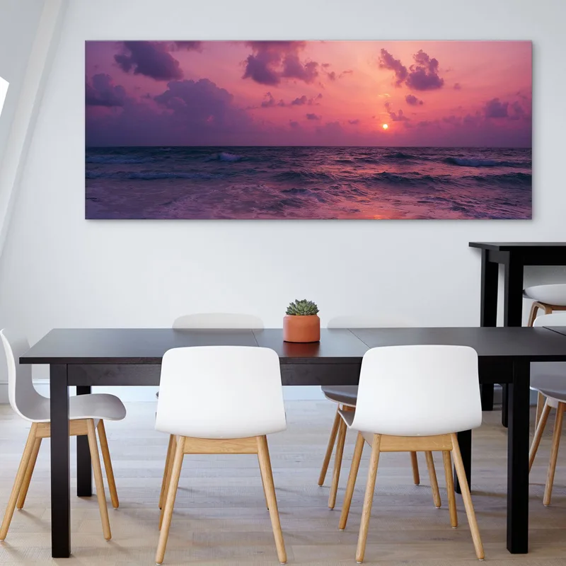 Tableau Paysage Marin Violet Coucher De Soleil Sur La Mer