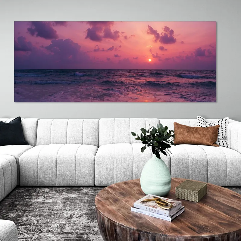 Tableau Paysage Marin Violet Coucher De Soleil Sur La Mer