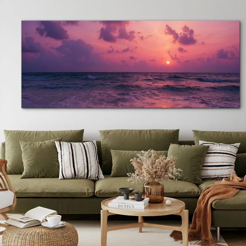 Tableau Paysage Marin Violet Coucher De Soleil Sur La Mer
