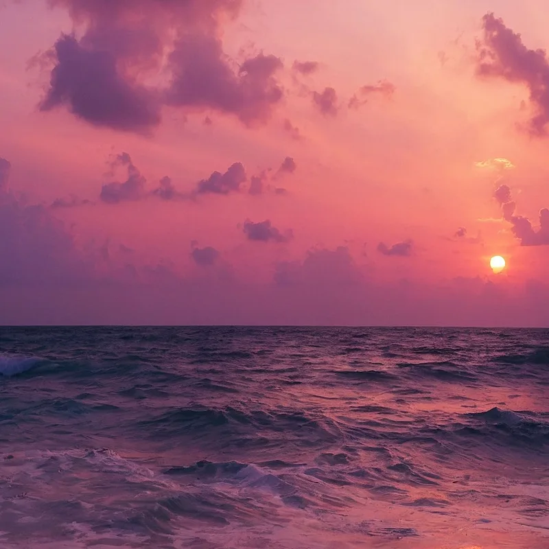 Tableau Paysage Marin Violet Coucher De Soleil Sur La Mer