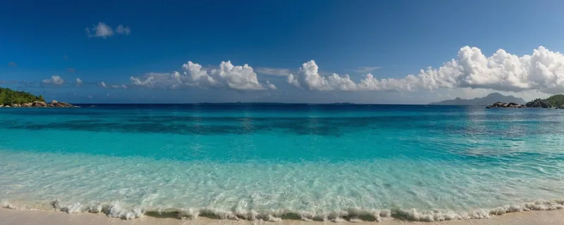 Peinture De Paysage De Mer De Plage Tropicale Avec Des Eaux Turquoise