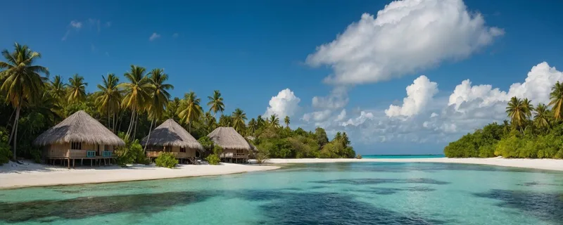 Sea Landscape Painting Tropical Bungalow With Turquoise Sea