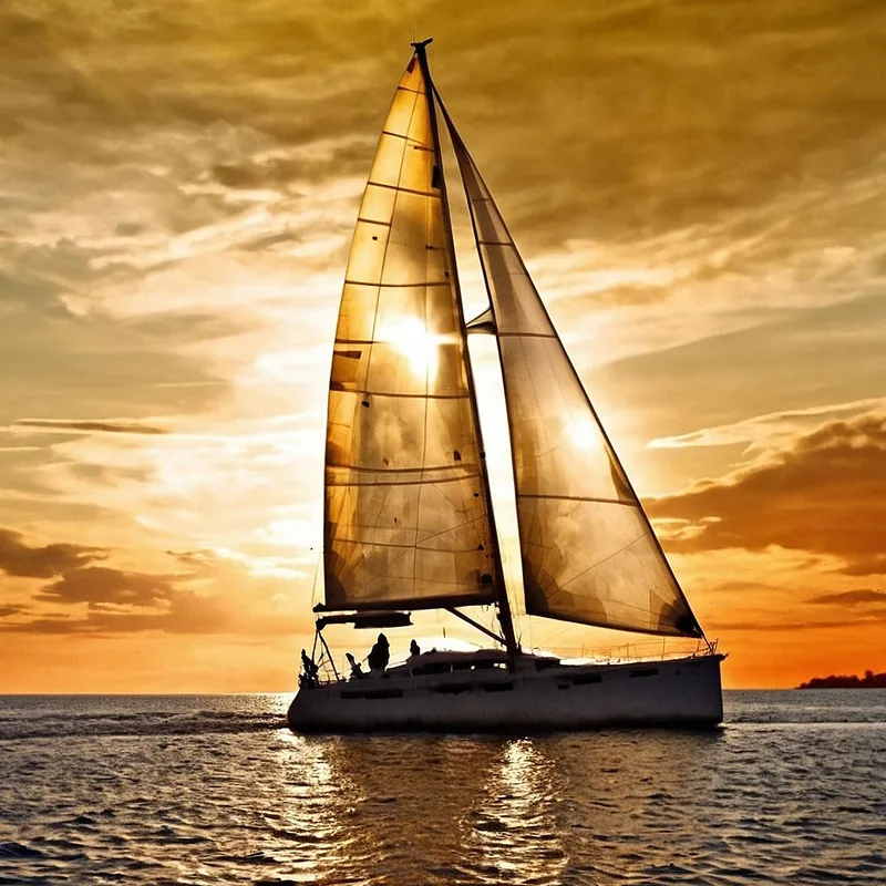 Meereslandschaftsmalerei Maritime Landschaft Mit Boot Und Sonnenuntergang