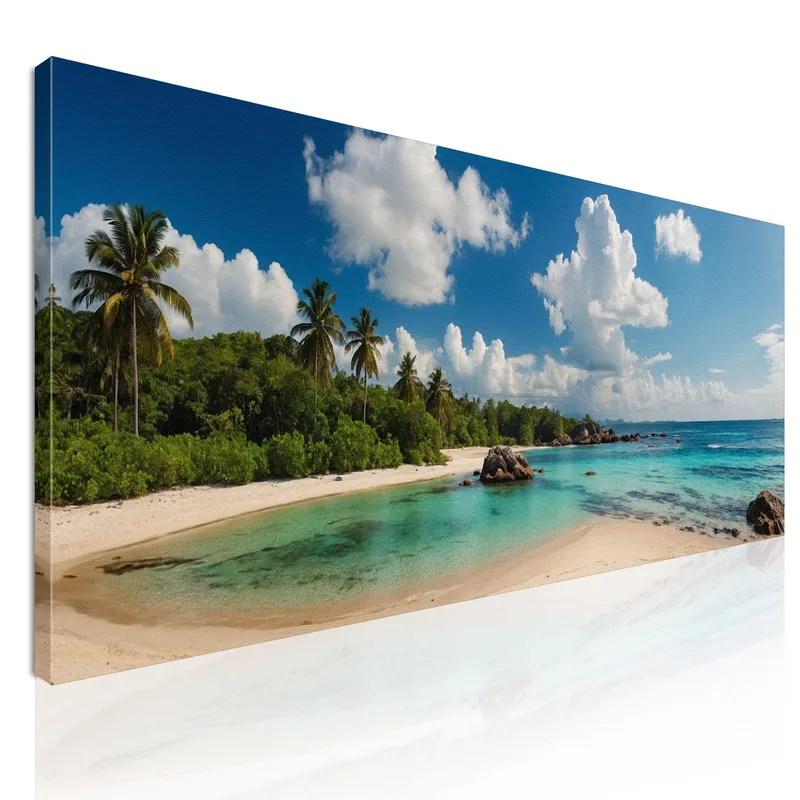 Quadro Paesaggio Mare Paesaggio Tropicale Con Palme E Acque Cristalline quadro stampa su tela