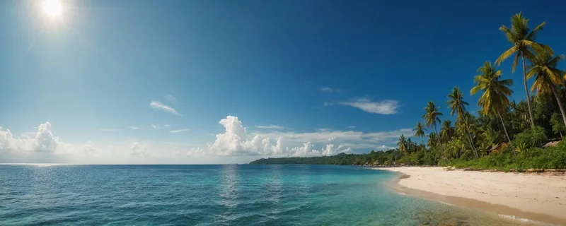 Meereslandschaftsmalerei Blaues Wasser Und Palmen An Einem Tropischen Strand