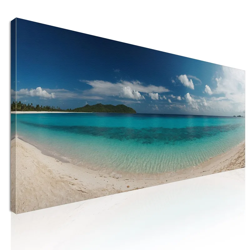 Sea Landscape Painting, Blue Sky And Clear Sea On A Tropical Beach canvas print