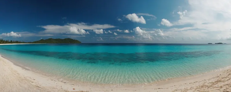 Sea Landscape Painting Blue Sky And Clear Sea On A Tropical Beach