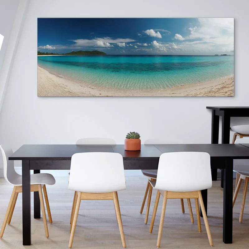 Sea Landscape Painting Blue Sky And Clear Sea On A Tropical Beach