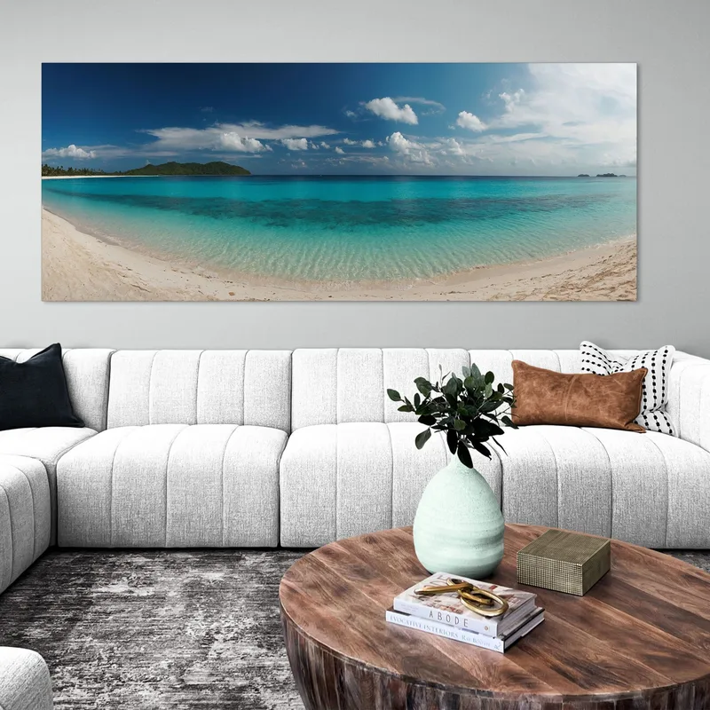 Sea Landscape Painting Blue Sky And Clear Sea On A Tropical Beach