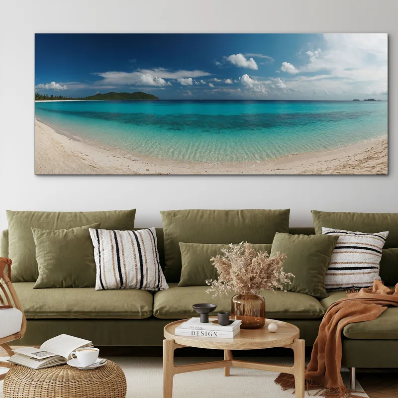 Sea Landscape Painting Blue Sky And Clear Sea On A Tropical Beach