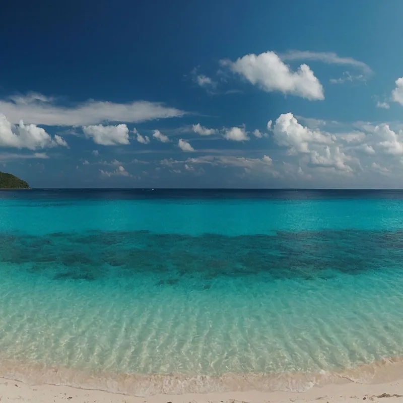 Sea Landscape Painting Blue Sky And Clear Sea On A Tropical Beach