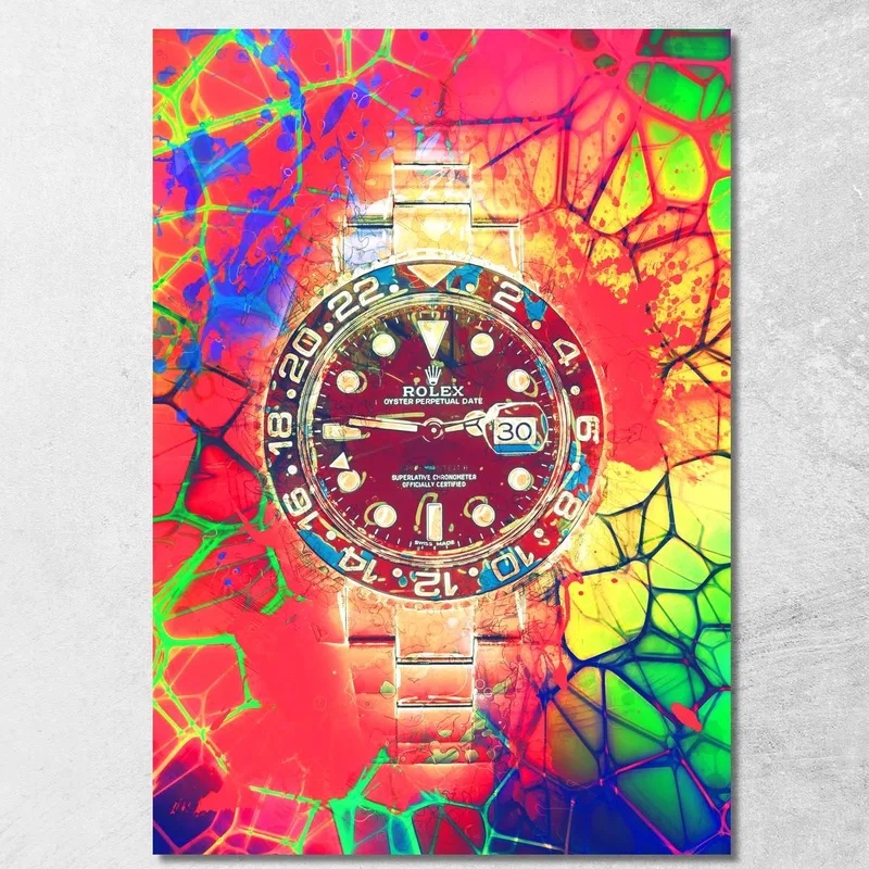 Modern Watch Painting Rolex Rainbow Time Gmt Master Ii canvas print