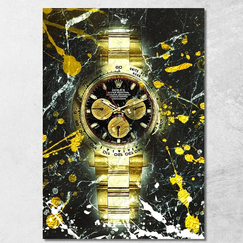 Modern Watch Painting Rolex Golden Marble Daytona Dream canvas print