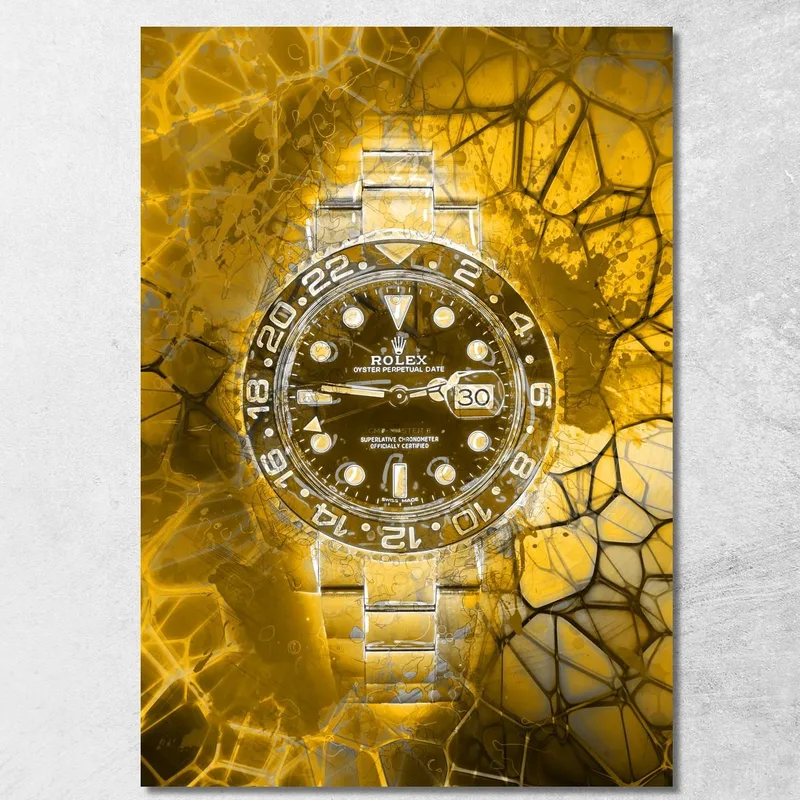 Modern Watch Painting Rolex Gold Stone Gmt Master Ii canvas print