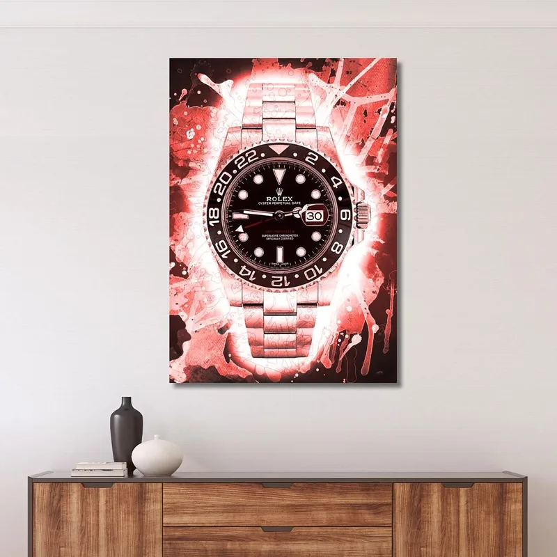 Quadro Moderno Orologio Rolex Red Blur Gmt