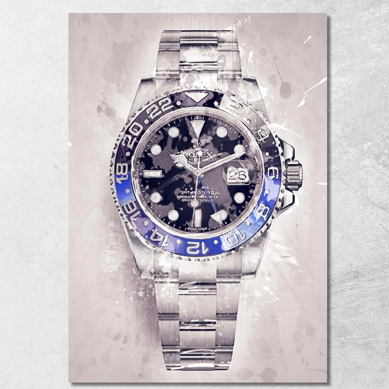 Modern Watch Painting Rolex Classic Gmt Batman canvas print