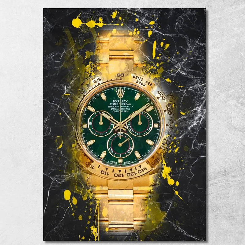 Modern Watch Painting Rolex Black Marble Daytona Dream canvas print