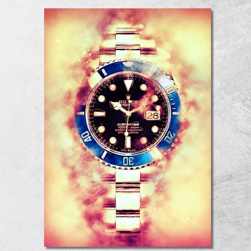 Modern Watch Painting Rolex Desert Fire Light Gmt canvas print