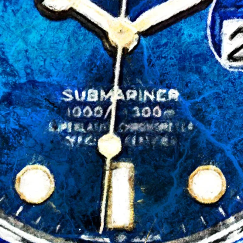 Cuadro Moderno Reloj Rolex Azul Y Oro Sobre Azulejos