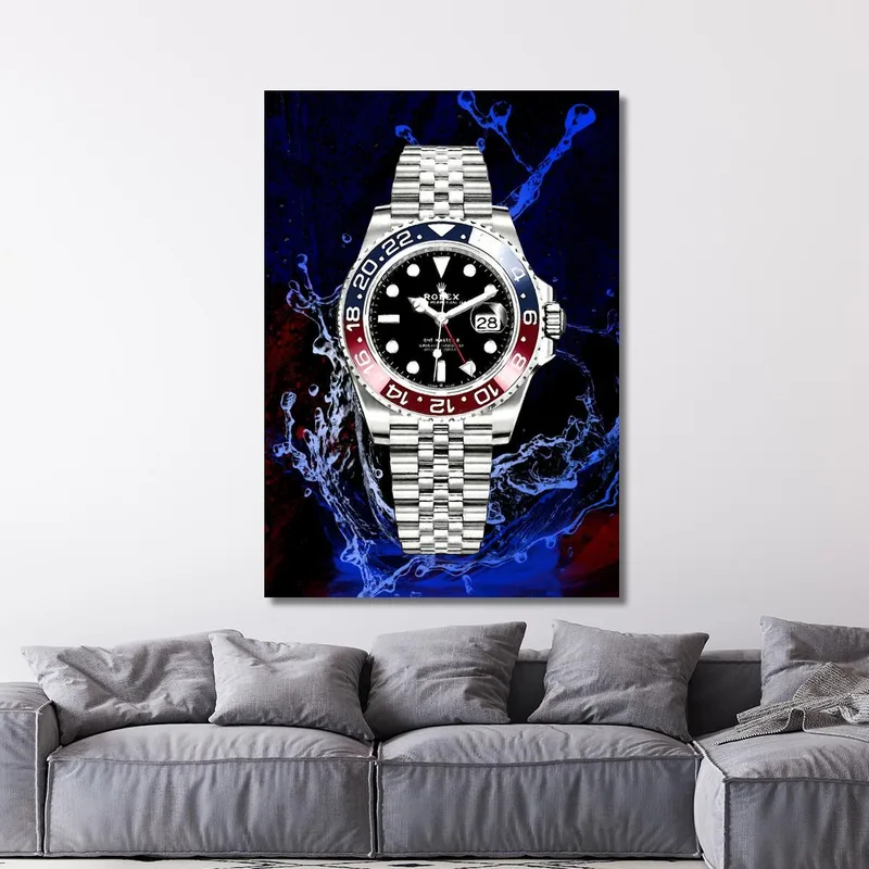 Cuadro Moderno Reloj Rolex Gmt Master Pepsi Gotas De Agua