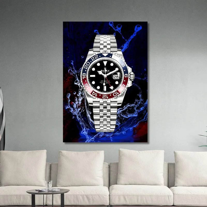 Cuadro Moderno Reloj Rolex Gmt Master Pepsi Gotas De Agua