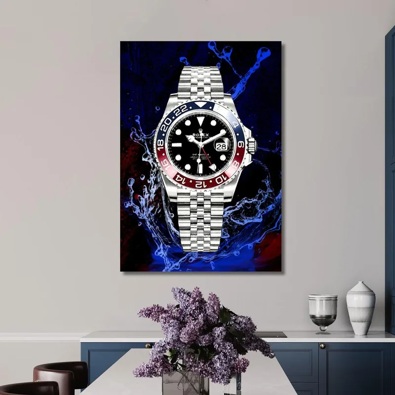 Cuadro Moderno Reloj Rolex Gmt Master Pepsi Gotas De Agua