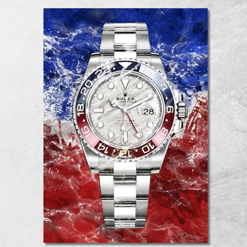 Modern Watch Painting Rolex Gmt Master Blue And Red Shades canvas print