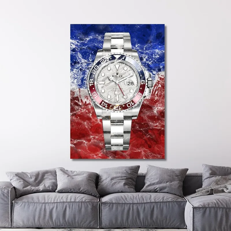 Quadro Moderno Orologio Rolex Gmt Master Sfumature Blu E Rosse