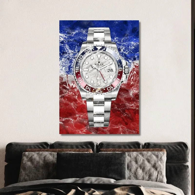 Quadro Moderno Orologio Rolex Gmt Master Sfumature Blu E Rosse