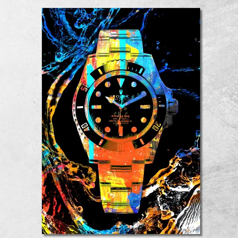Modern Watch Painting Rolex Fluorescent Submariner Colorful canvas print
