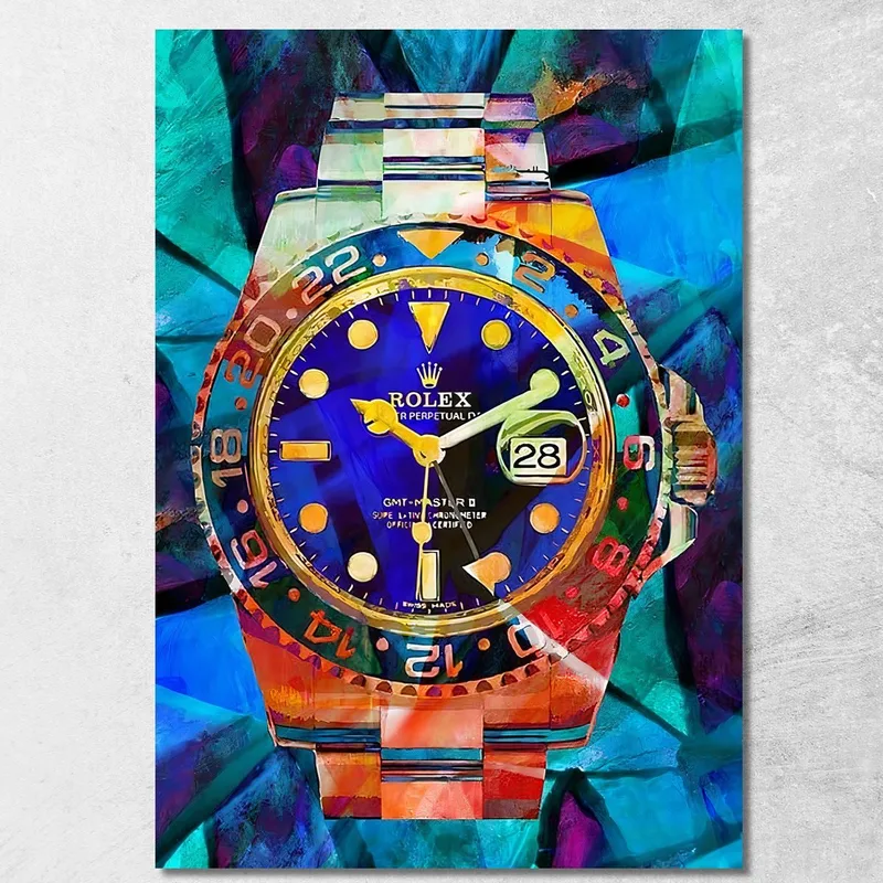Modern Watch Painting Rolex Gmt Master Colorful canvas print